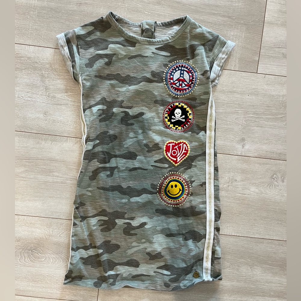 Butter brand camo dress with fabulous patches and studding